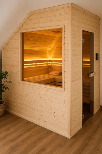 Sauna smrkova s oknem cire dvere Ampere