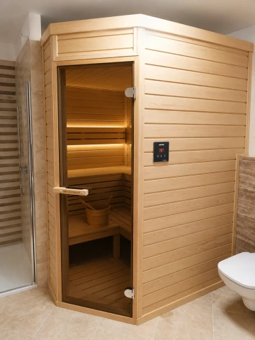 Domácí sauna do koupelny interiér osika typ Cuvier