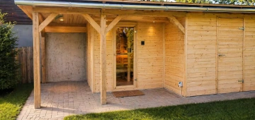 Venkovní sauna spojená s kůlnou Ampere Saunaproject