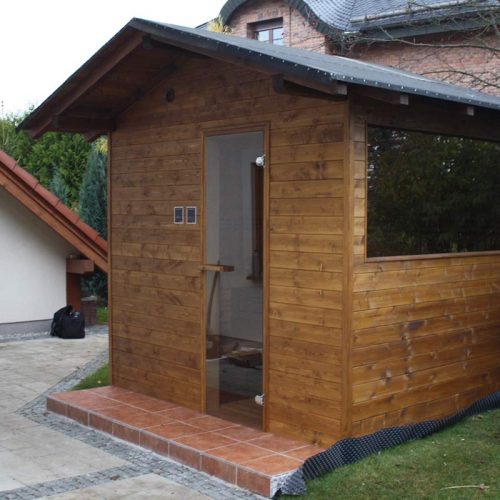 Venkovní sauna se skly